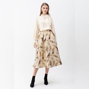 Chicwish Golden Leaves Party Midi Skirt size XL NWT